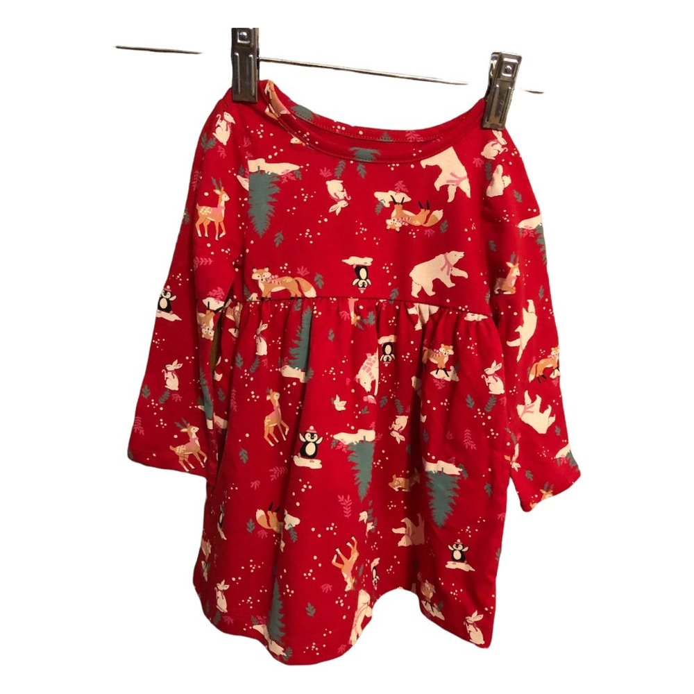 NWT Holiday Christmas Tree Red Dress Polar Bear Deer Dove Rabbit Fox Sz 12 M